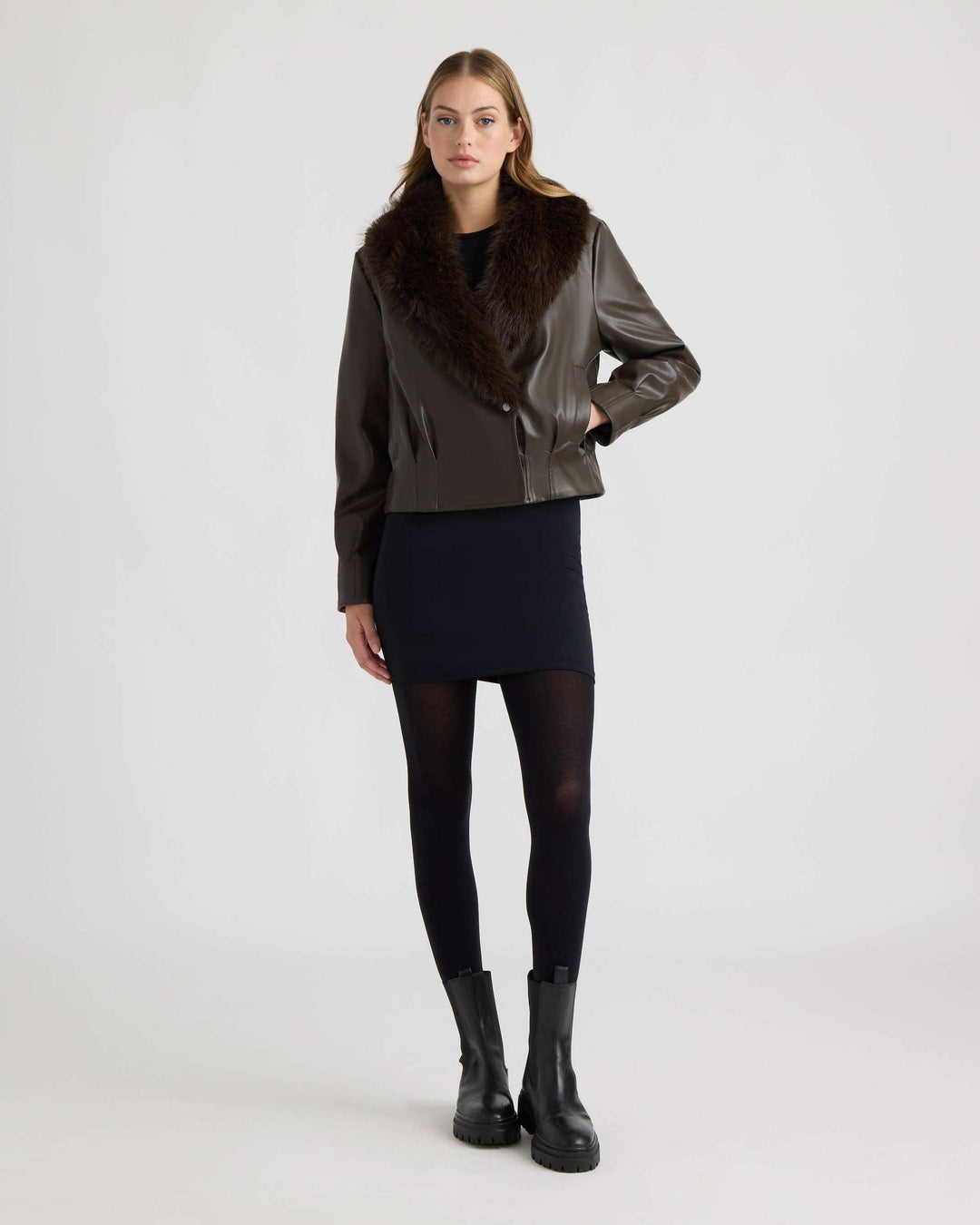 Bomber Jacket with Faux Fur Collar