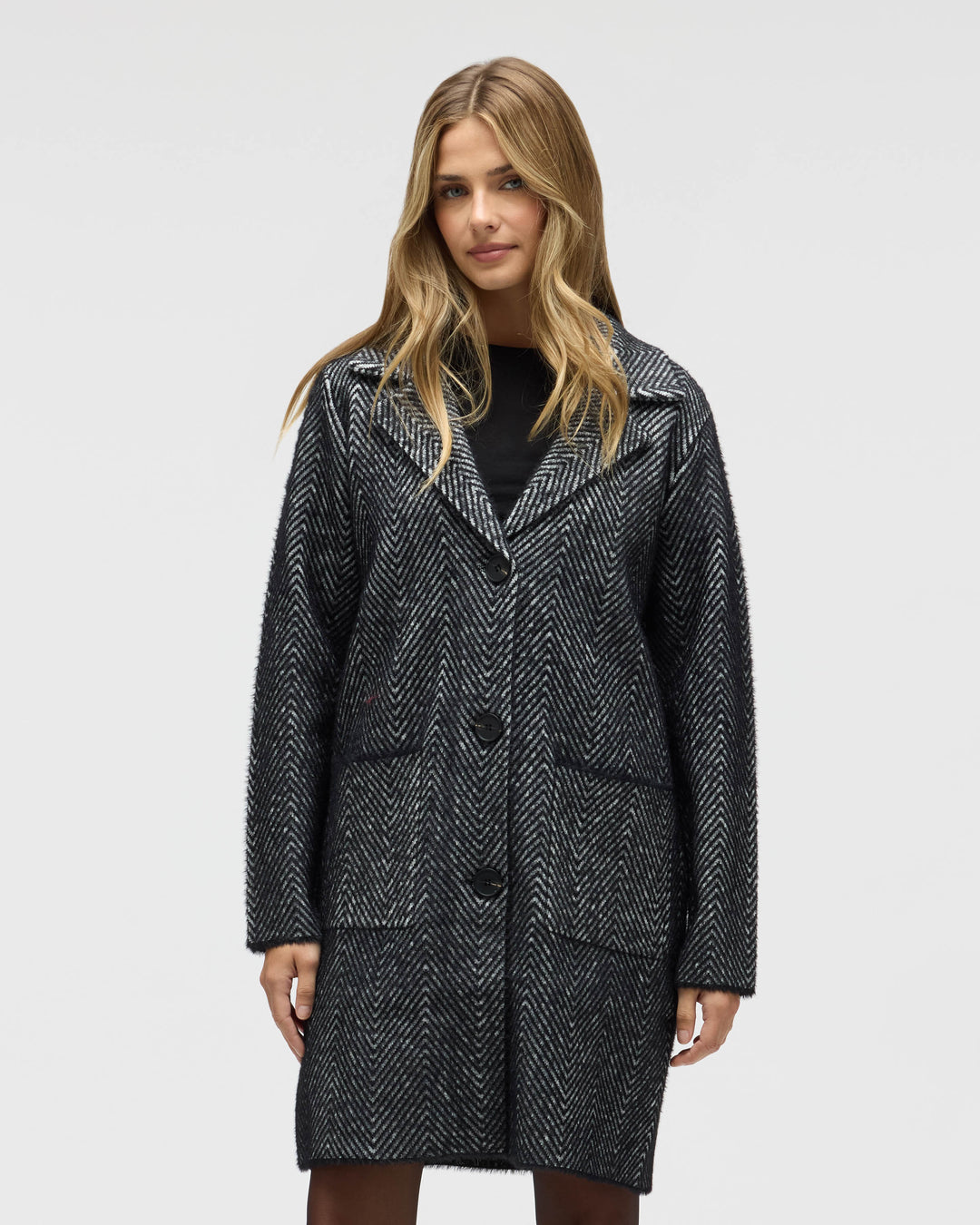 Chevron Patterned Eyelash Coatigan