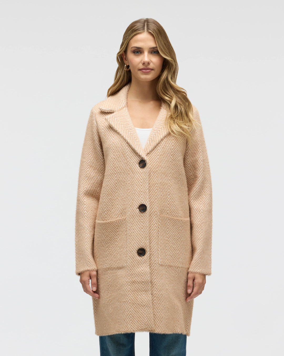 Chevron Patterned Eyelash Coatigan