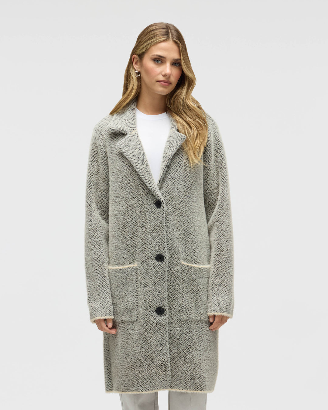 Chevron Patterned Eyelash Coatigan