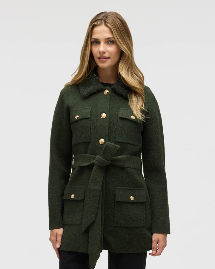 Mixed Media Military Belted Mink Coatigan