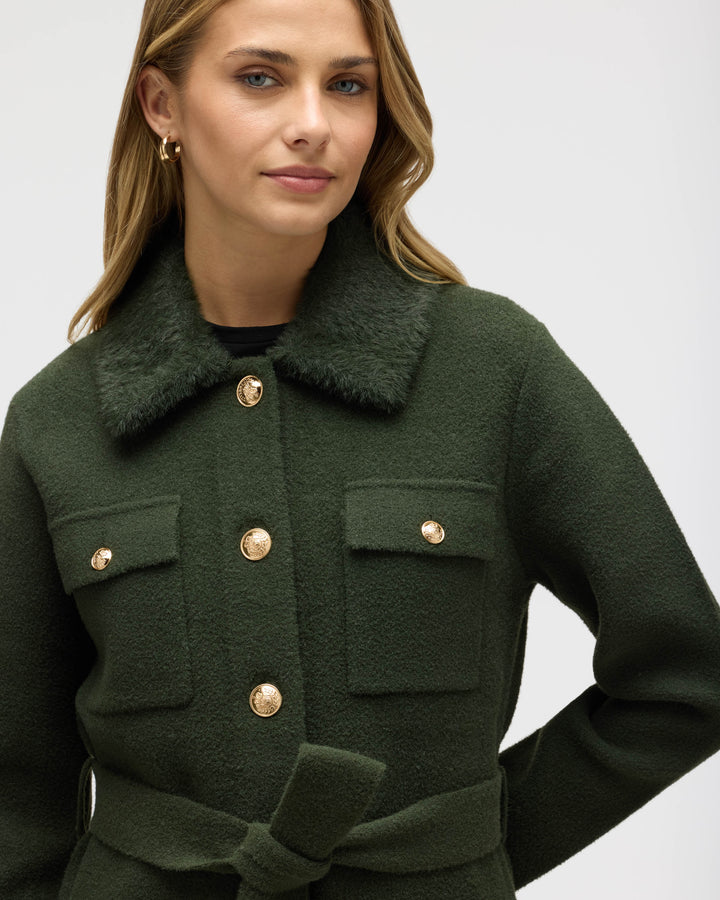Mixed Media Military Belted Mink Coatigan