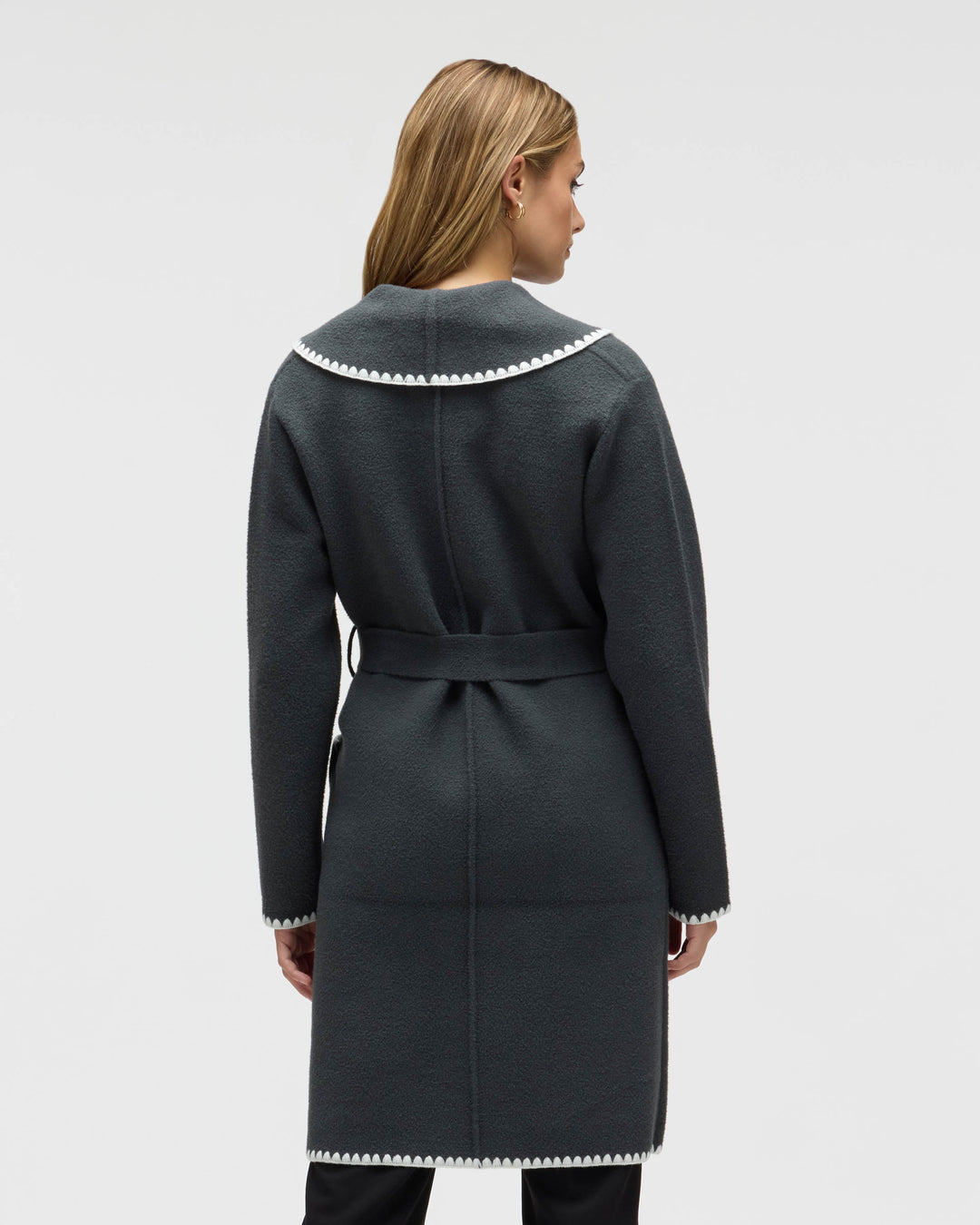 Wrap Mink Eyelash Coatigan Jacket with Blanket Stitch