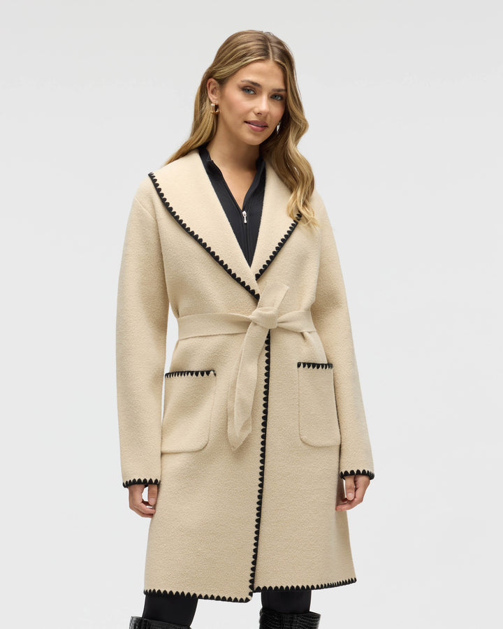Wrap Mink Eyelash Coatigan Jacket with Blanket Stitch