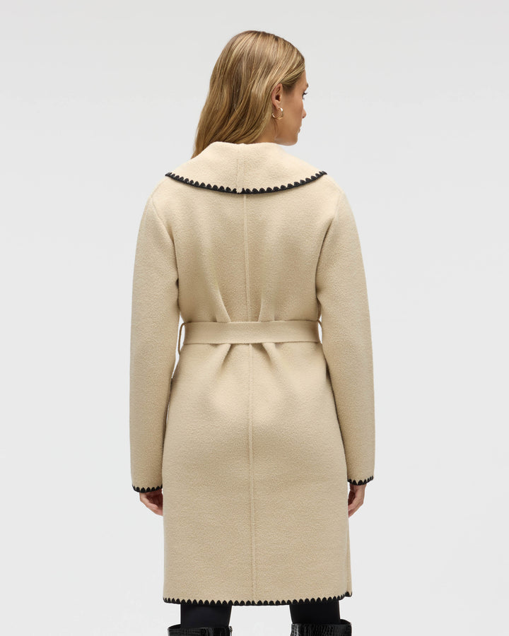 Wrap Mink Eyelash Coatigan Jacket with Blanket Stitch