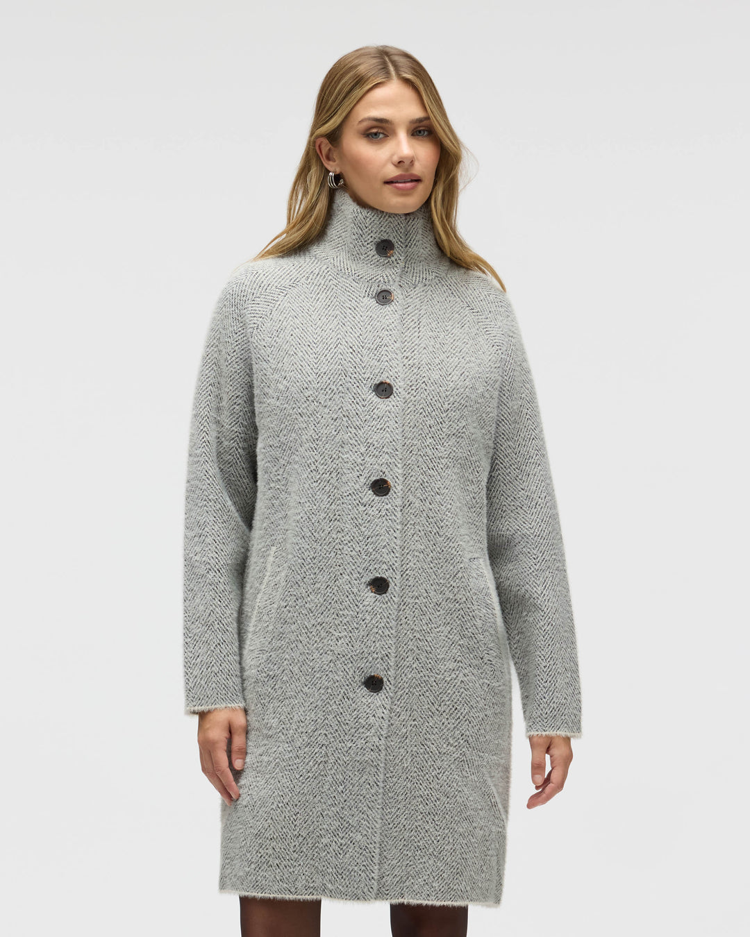 Knee Length Patterned Eyelash Coatigan