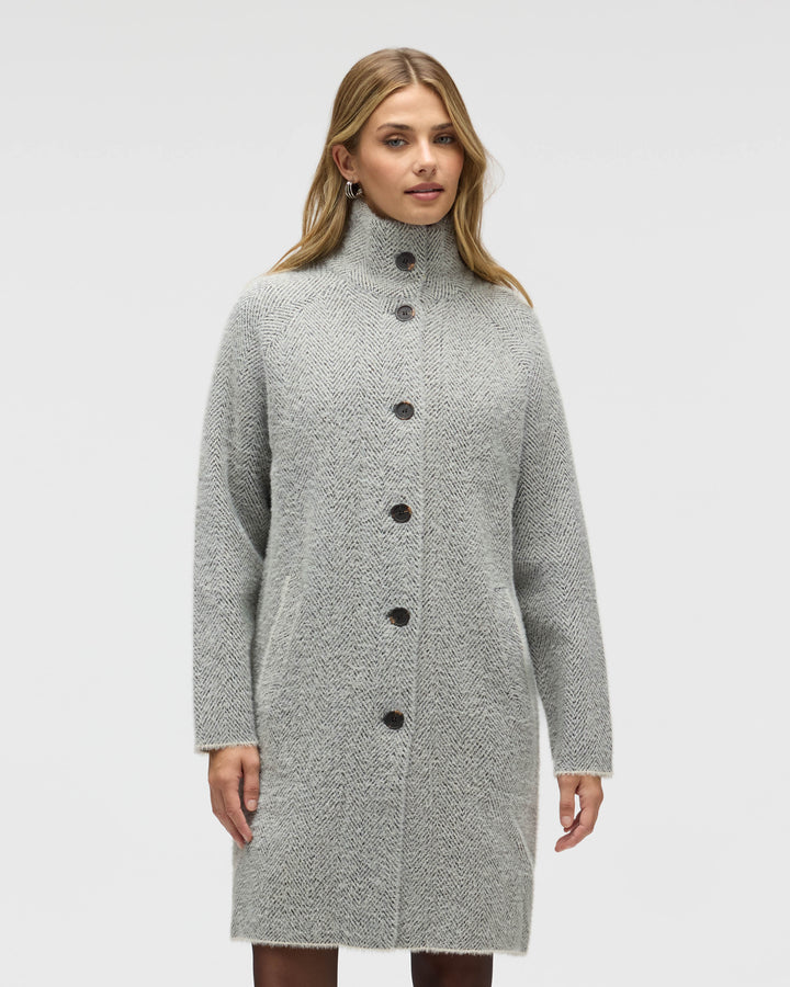 Knee Length Patterned Eyelash Coatigan