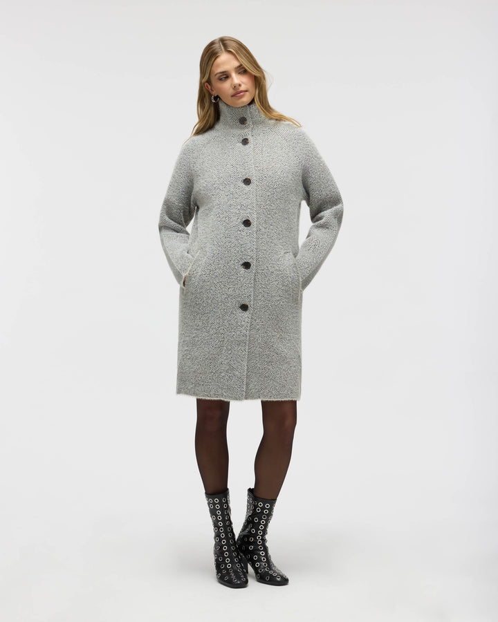 Knee Length Patterned Eyelash Coatigan
