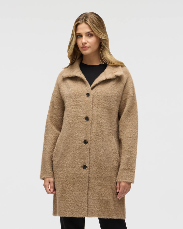 Knee Length Patterned Eyelash Coatigan