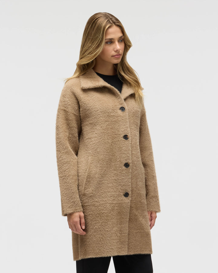 Knee Length Patterned Eyelash Coatigan