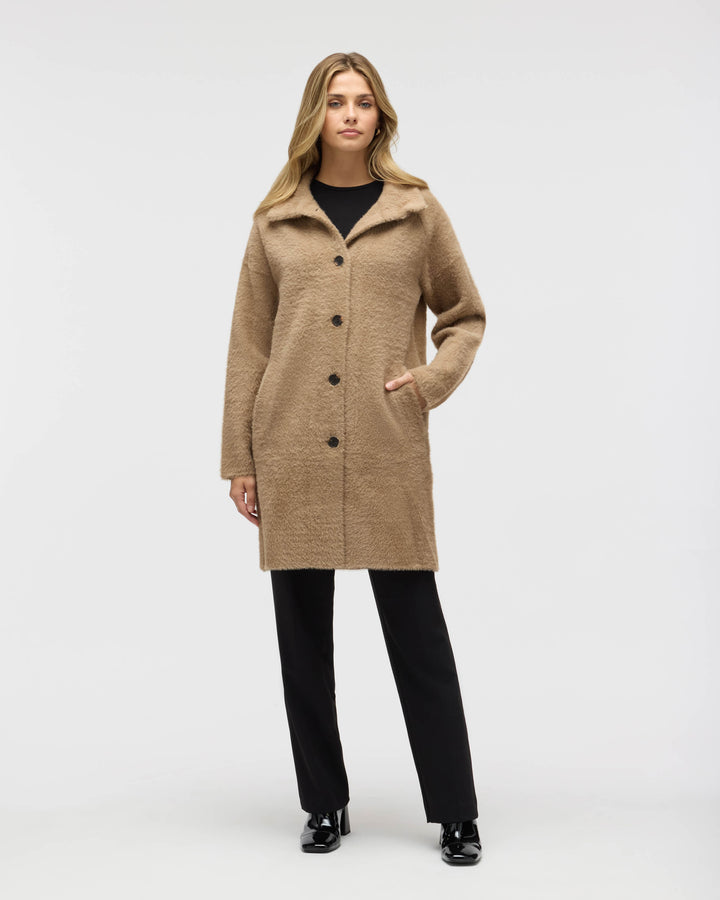 Knee Length Patterned Eyelash Coatigan