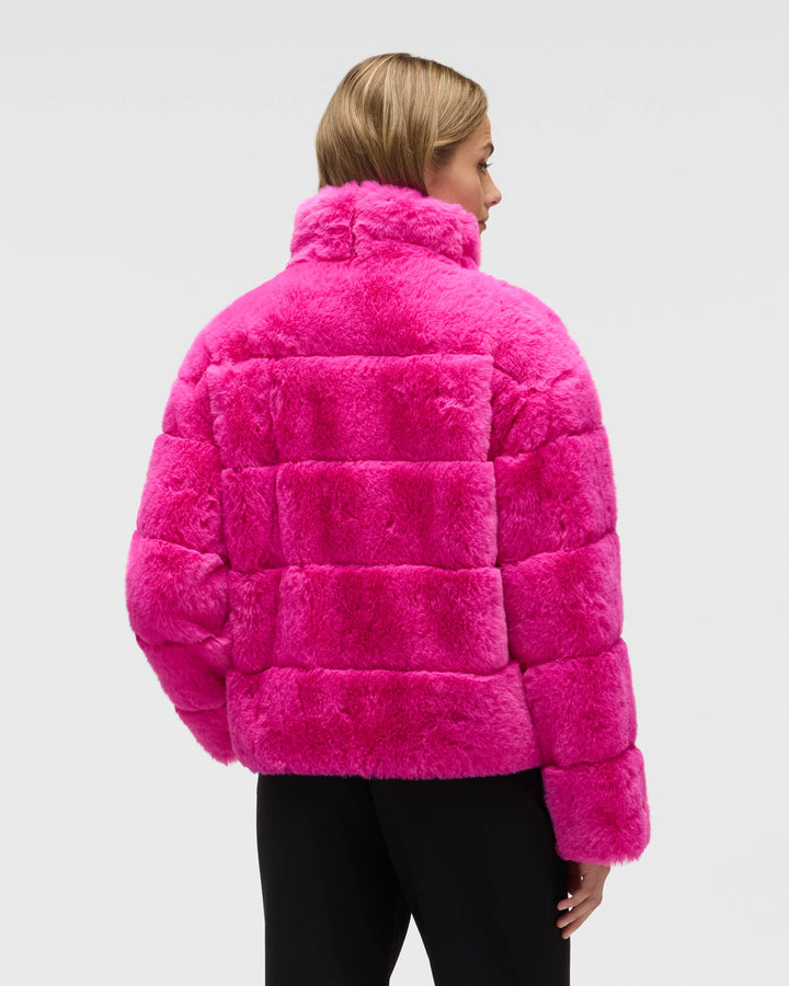 Wide Stripe Faux Fur Jacket