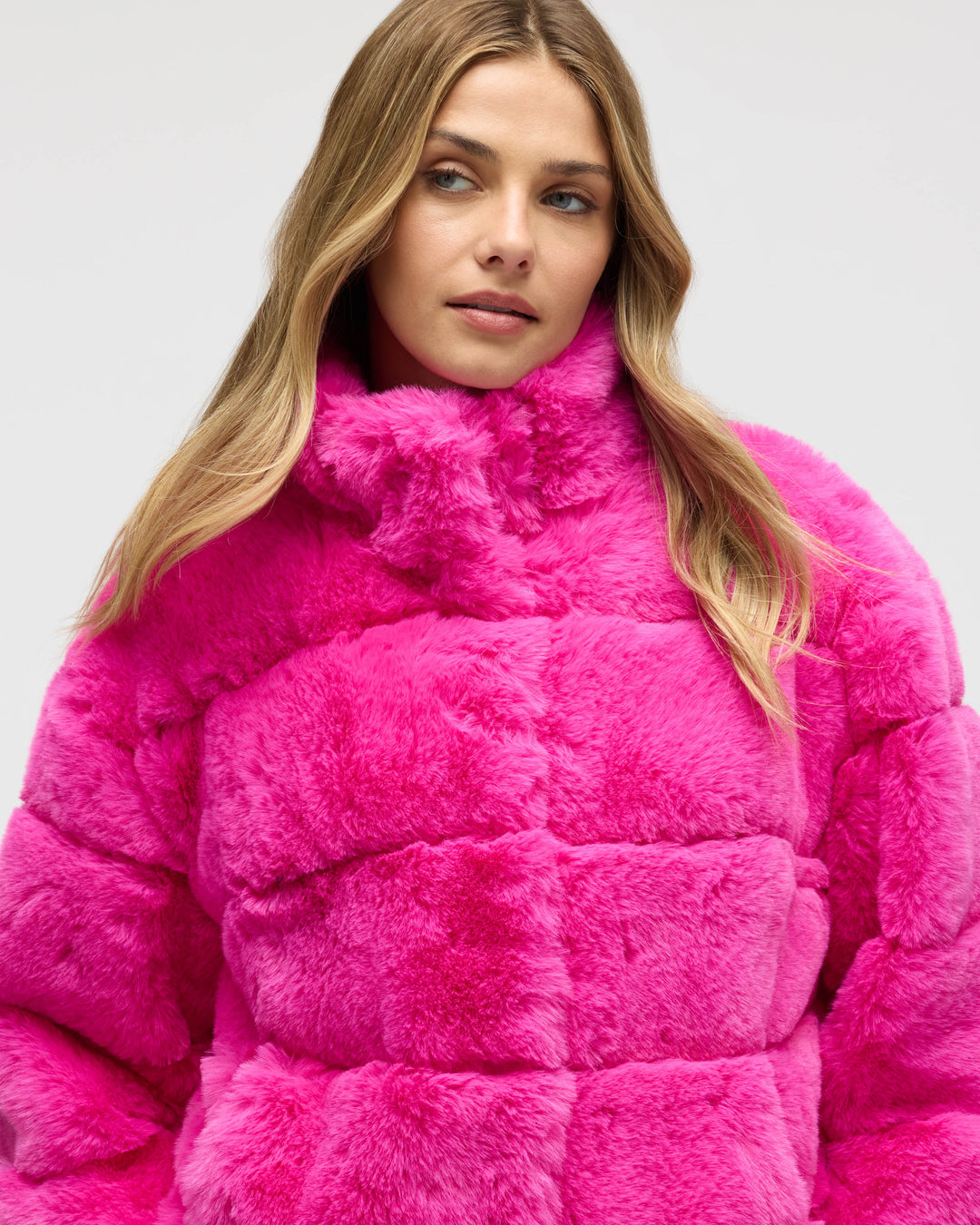 Wide Stripe Faux Fur Jacket