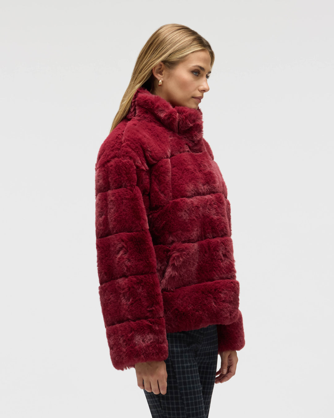 Wide Stripe Faux Fur Jacket