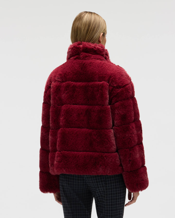 Wide Stripe Faux Fur Jacket