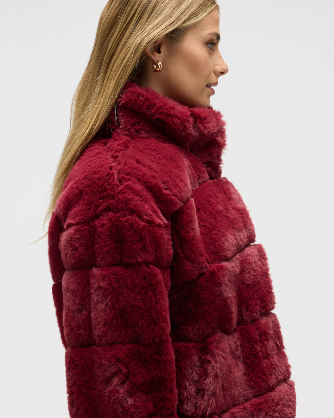 Wide Stripe Faux Fur Jacket