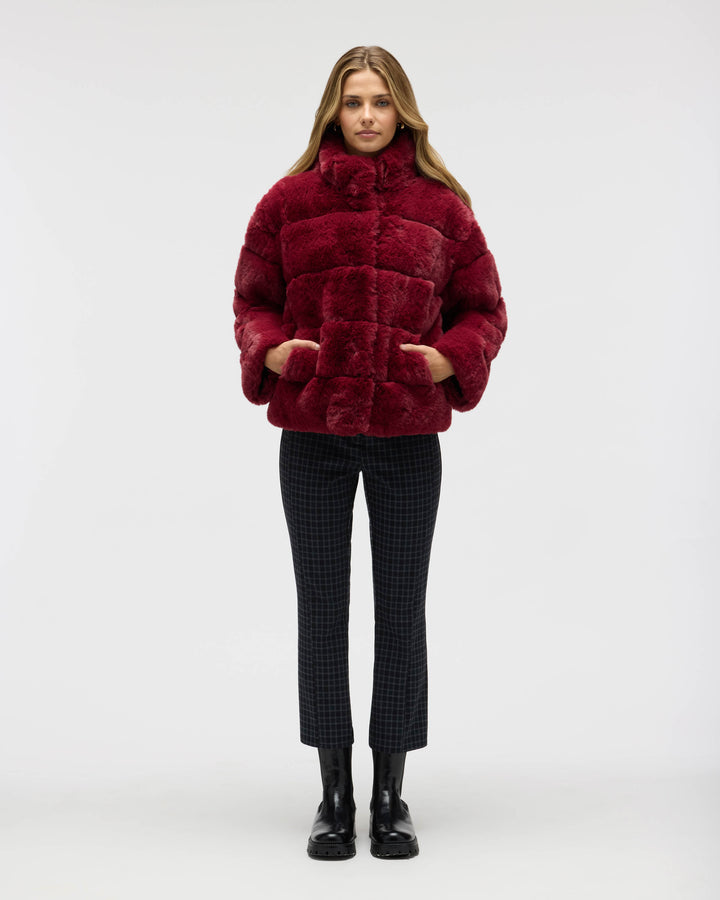 Wide Stripe Faux Fur Jacket