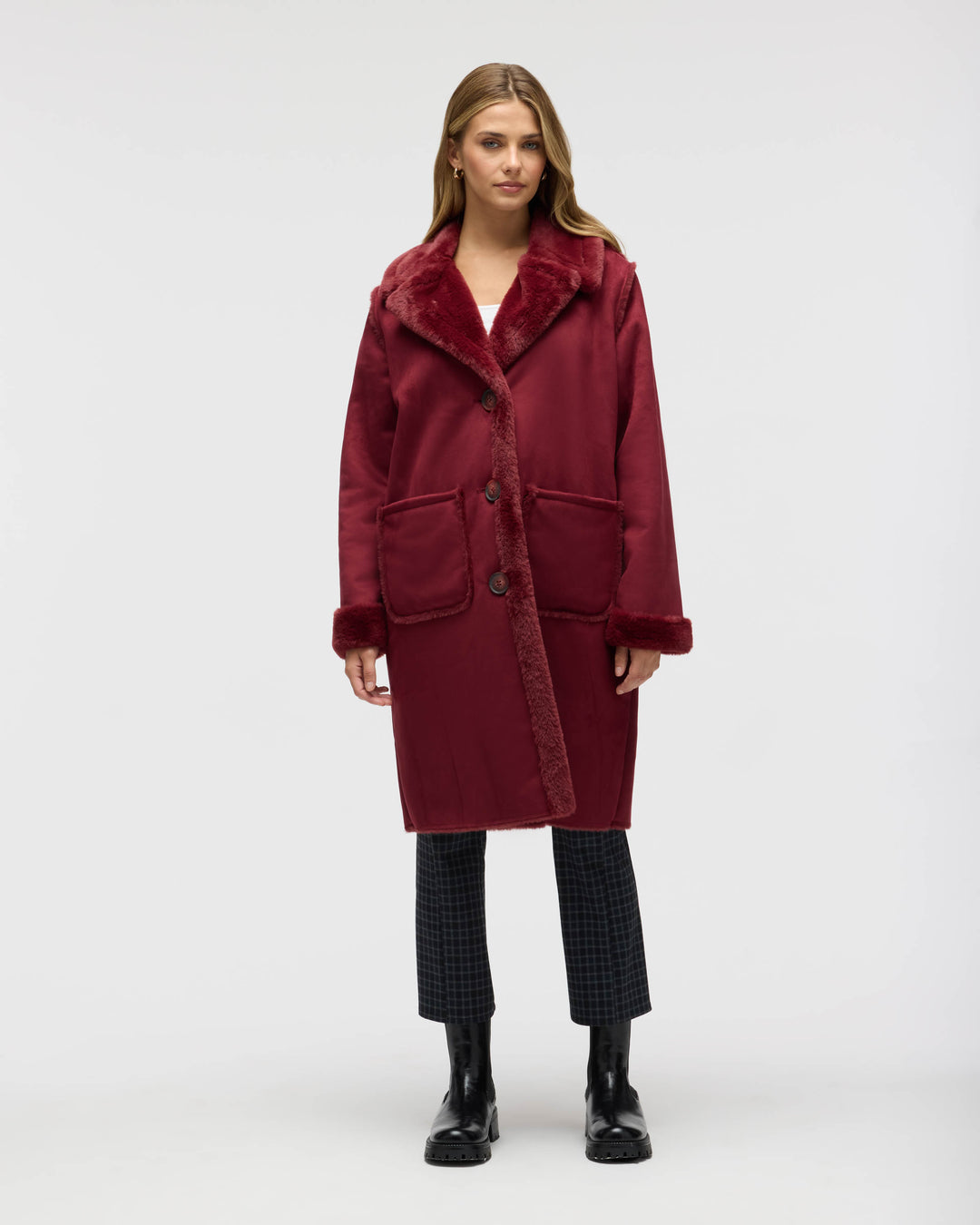 Longline Faux Shearling Coat