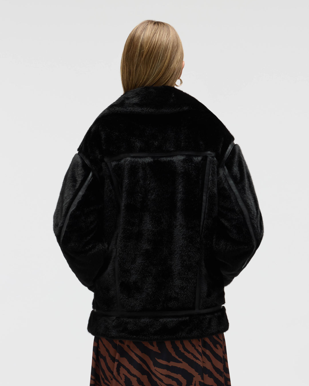 Mink Faux Fur Jacket with Tape Trims