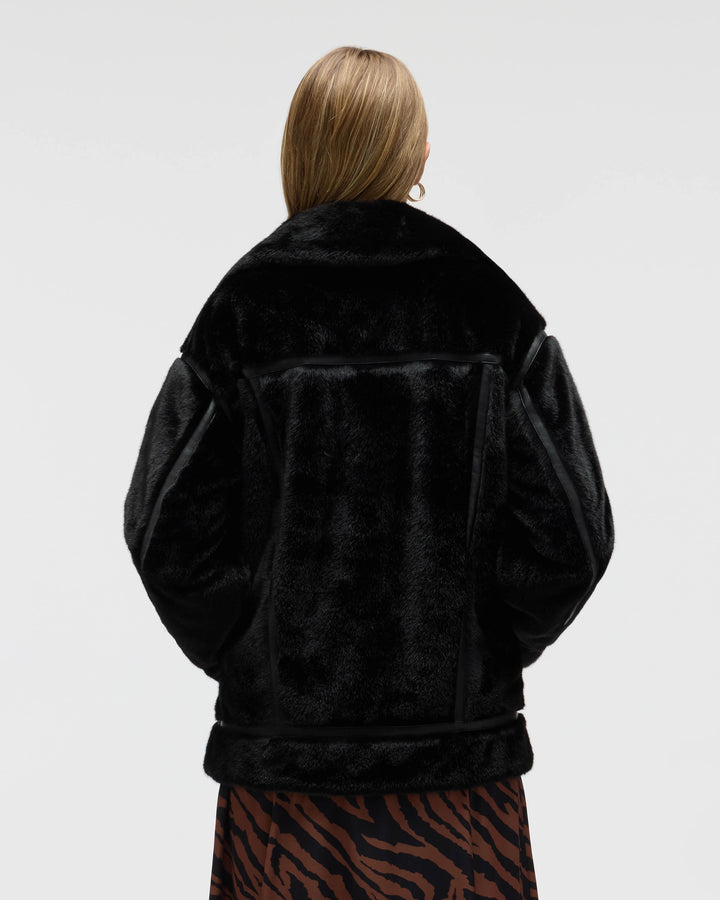 Mink Faux Fur Jacket with Tape Trims