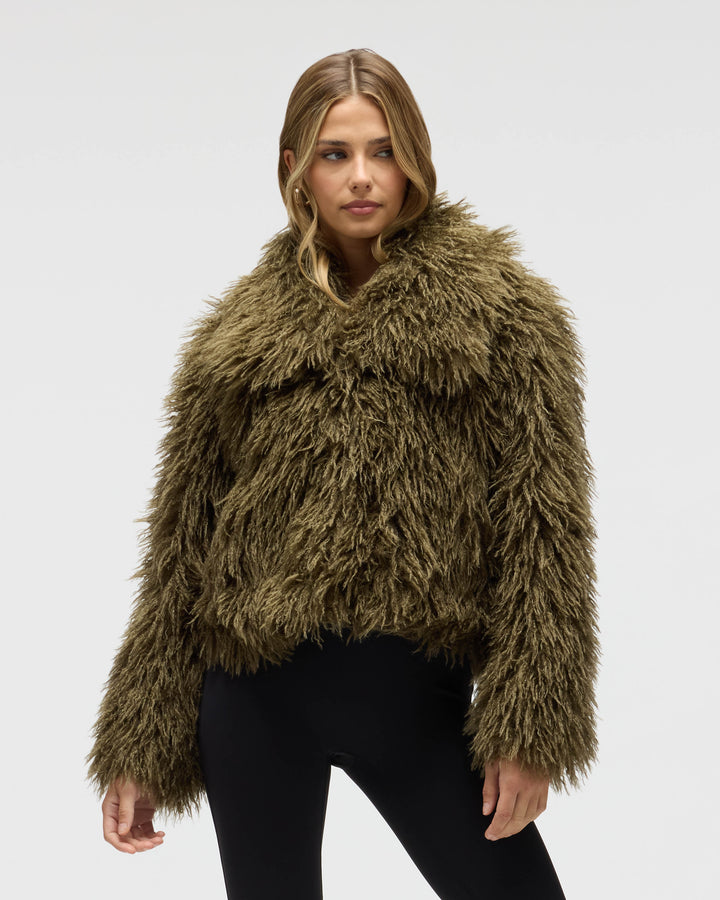 Short Luxurious Faux Fur Jacket