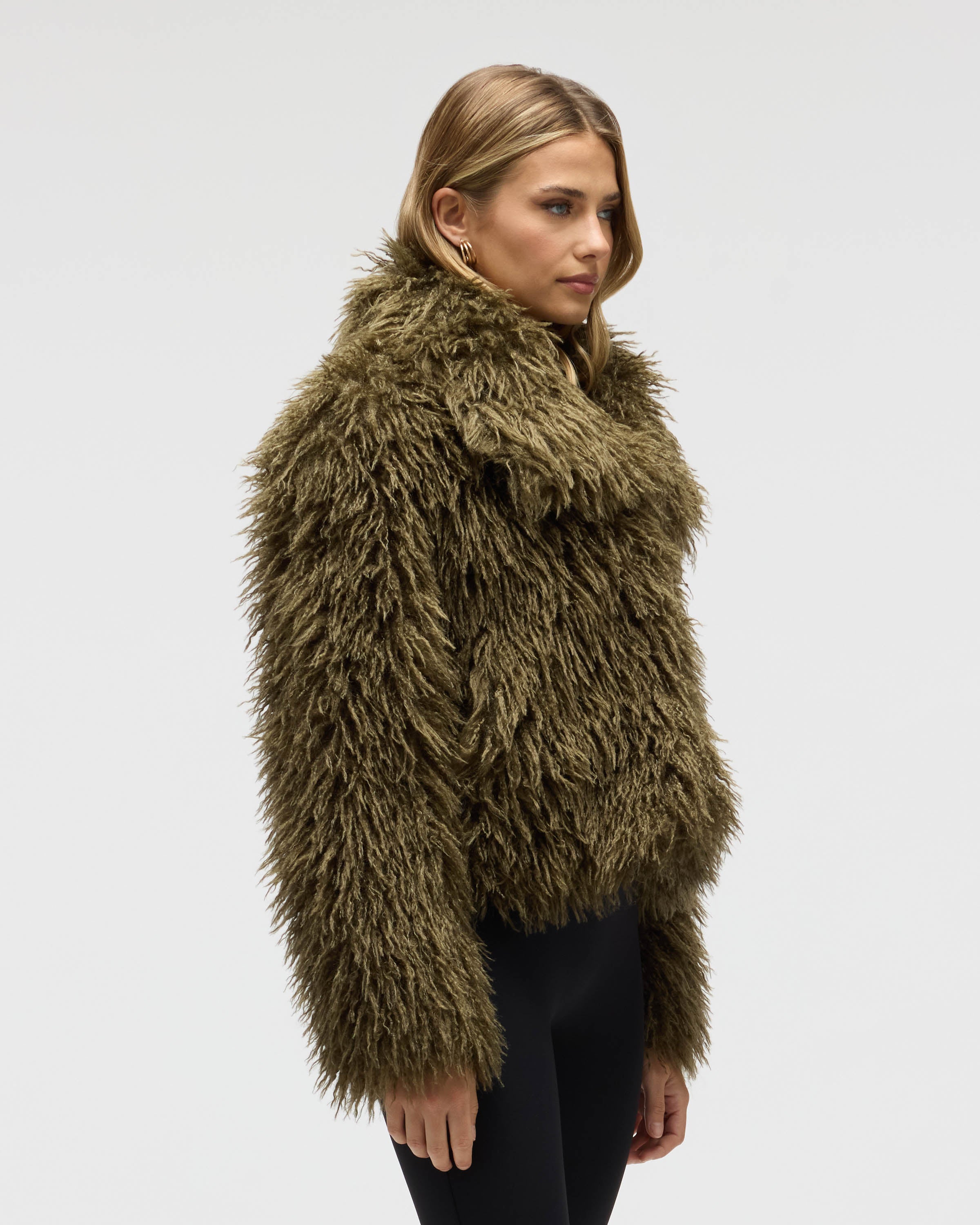 fake fur jacket brown × green Y2K ギャル fake fur jacket brown × green Y2K ギャル