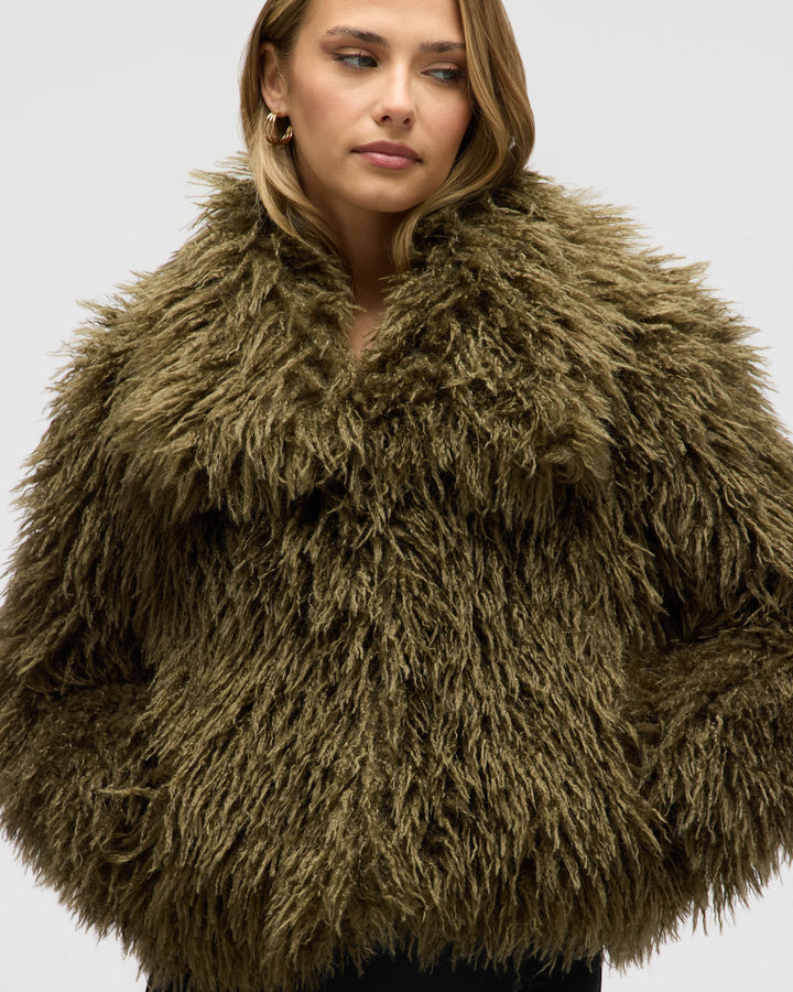 Short Luxurious Faux Fur Jacket