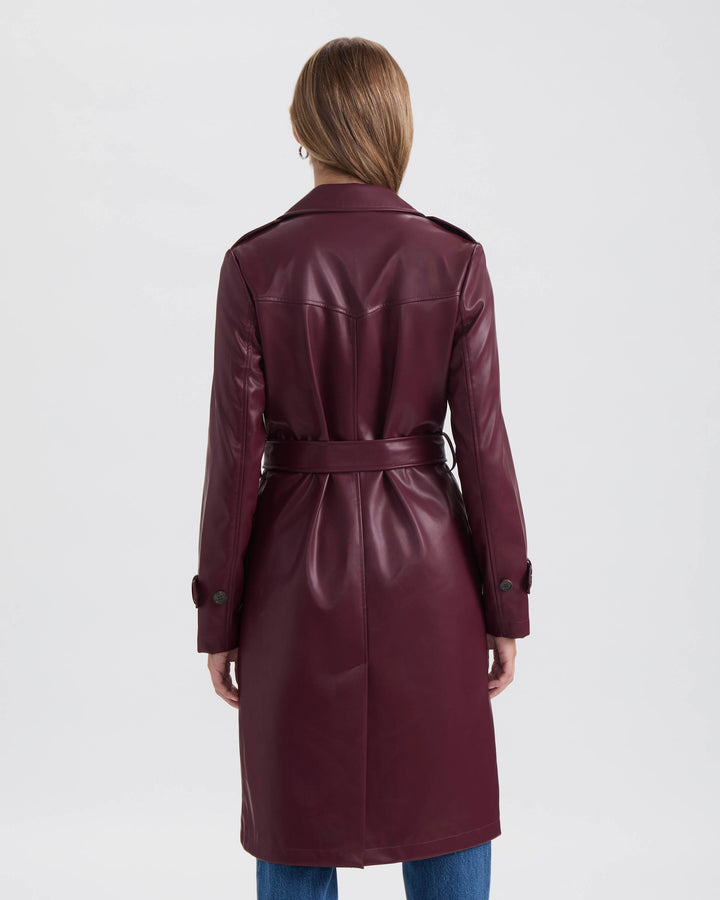 Single Breasted PU Trench Coat