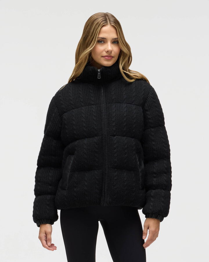 Sweater Knit Puffer Jacket