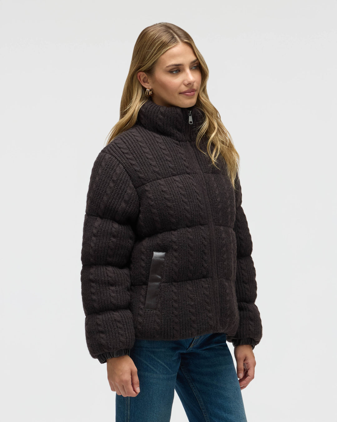 Sweater Knit Puffer Jacket