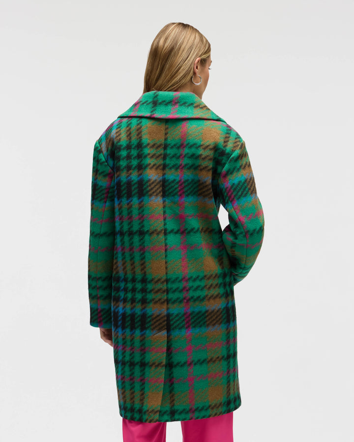 Bold Plaid Faux Wool Coat
