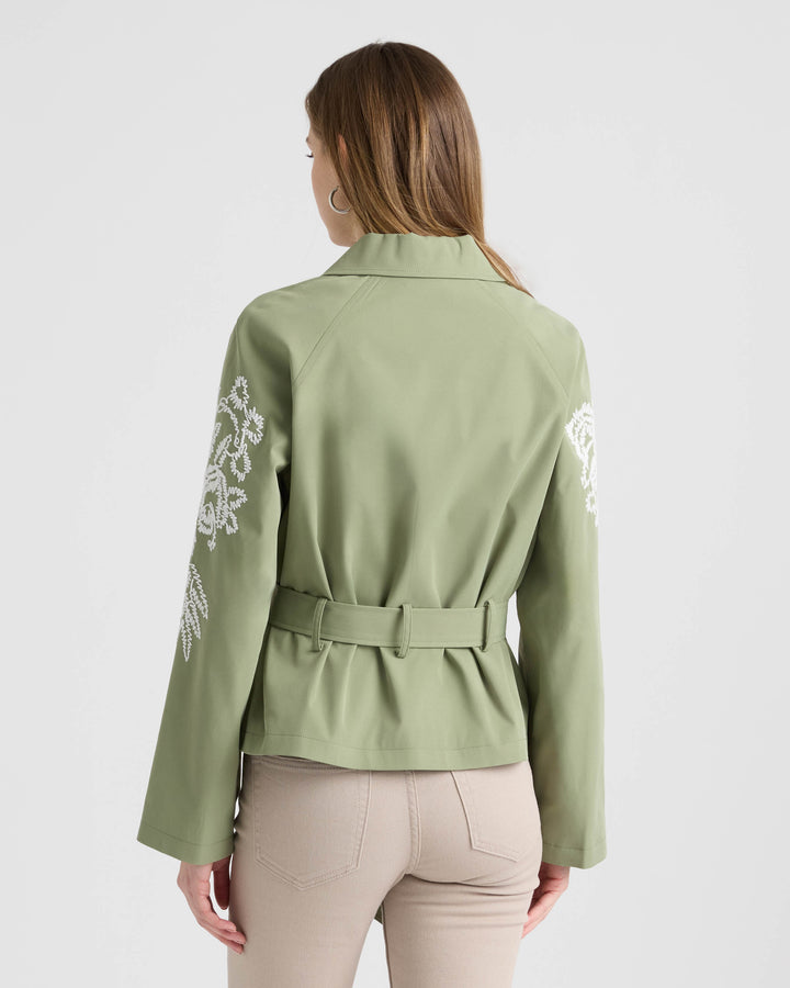 Cropped Trench Coat with Embroideries