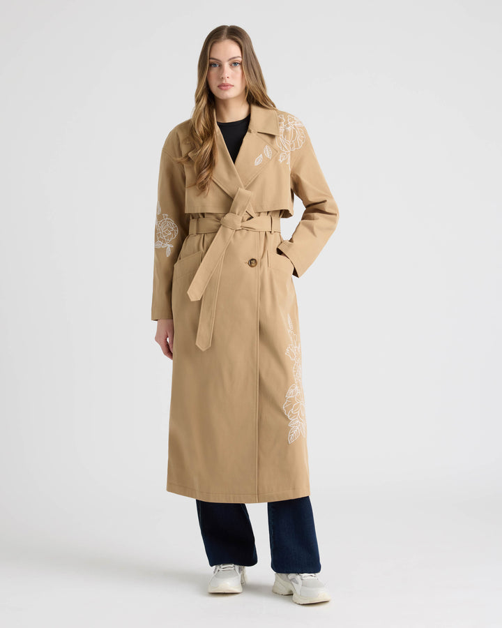 Trench Coat with Embroideries