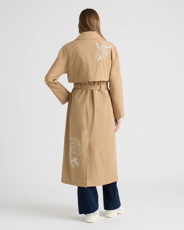 Trench Coat with Embroideries