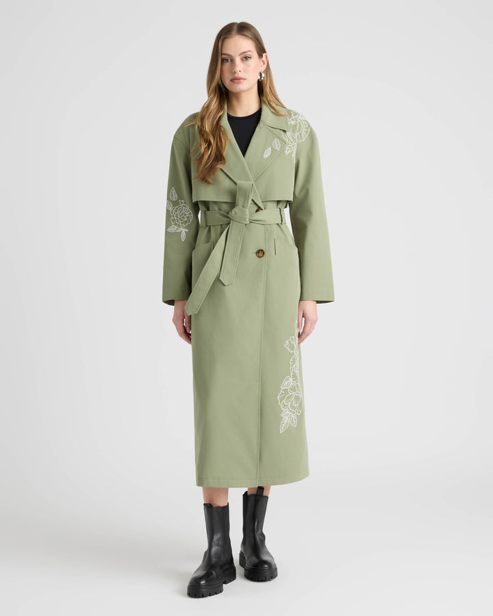 Trench Coat with Embroideries