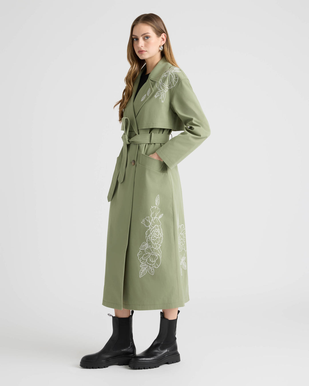 Trench Coat with Embroideries