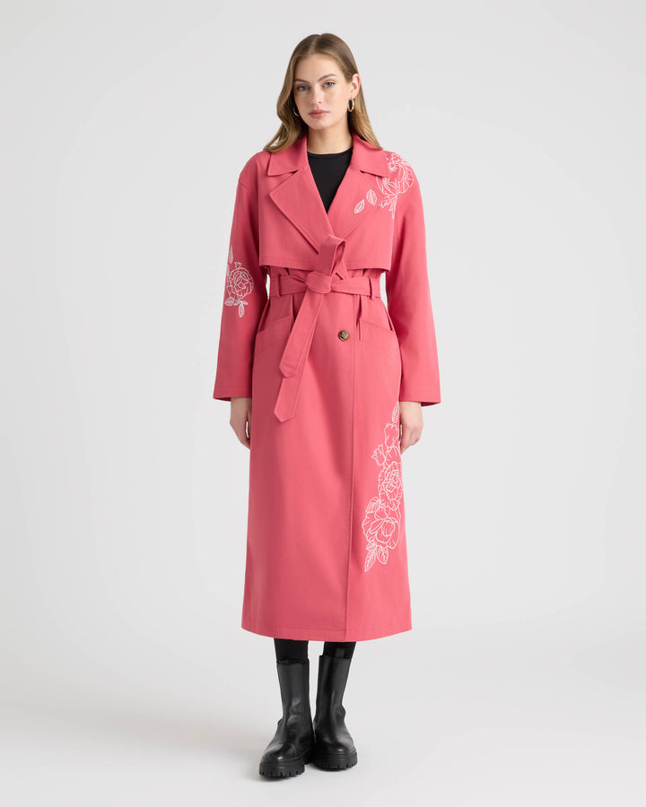 Trench Coat with Embroideries
