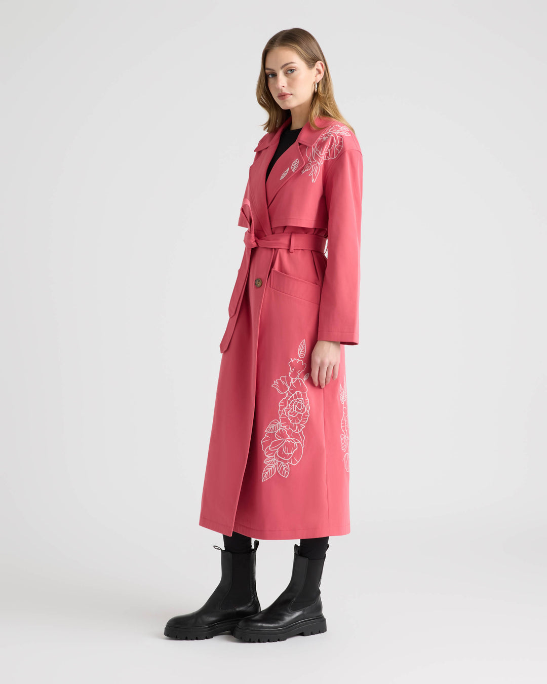 Trench Coat with Embroideries