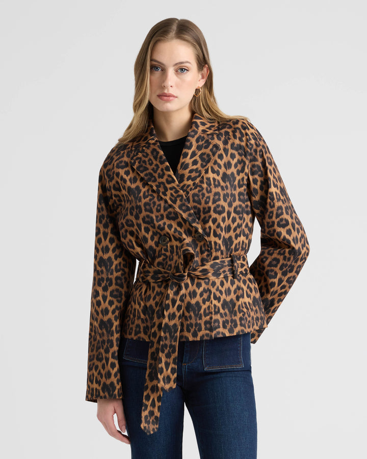 Cropped Leopard Trench Coat