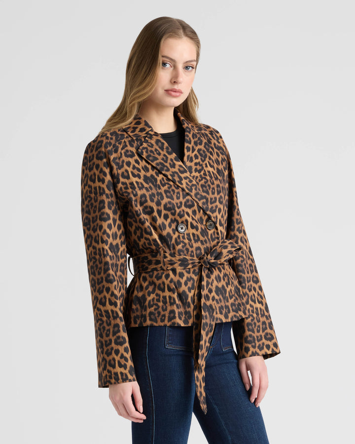 Cropped Leopard Trench Coat