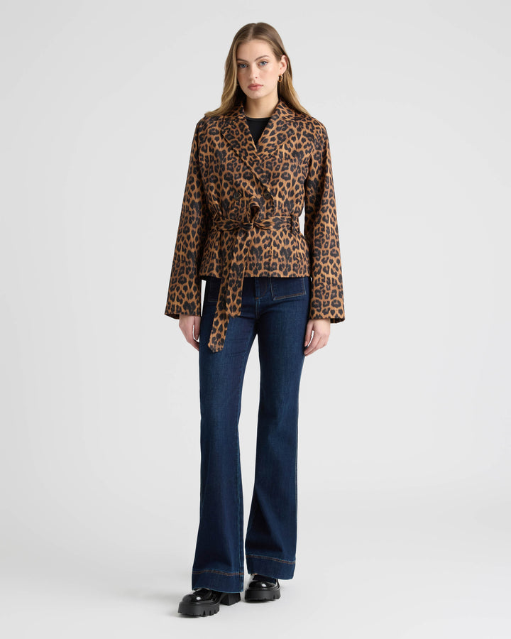 Cropped Leopard Trench Coat