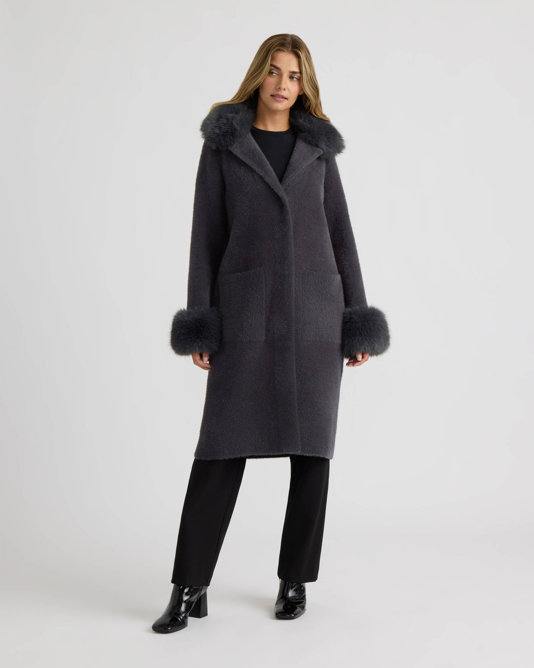 Longline Coatigan with Removable Collar and Cuffs
