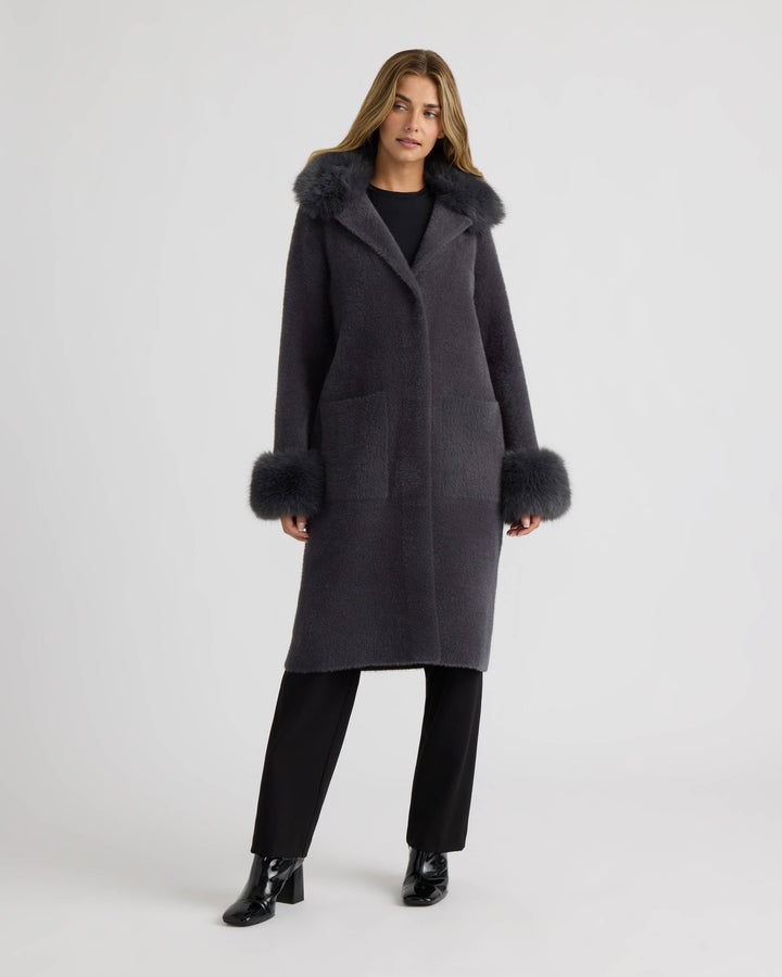 Longline Coatigan with Removable Collar and Cuffs