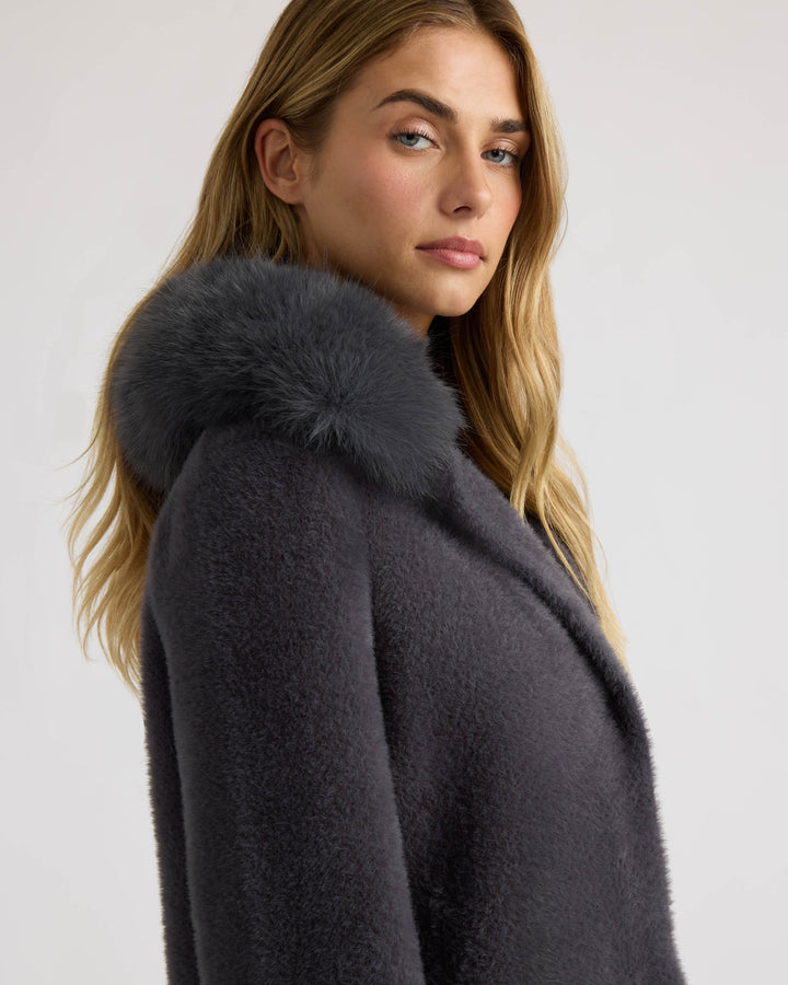 Longline Coatigan with Removable Collar and Cuffs