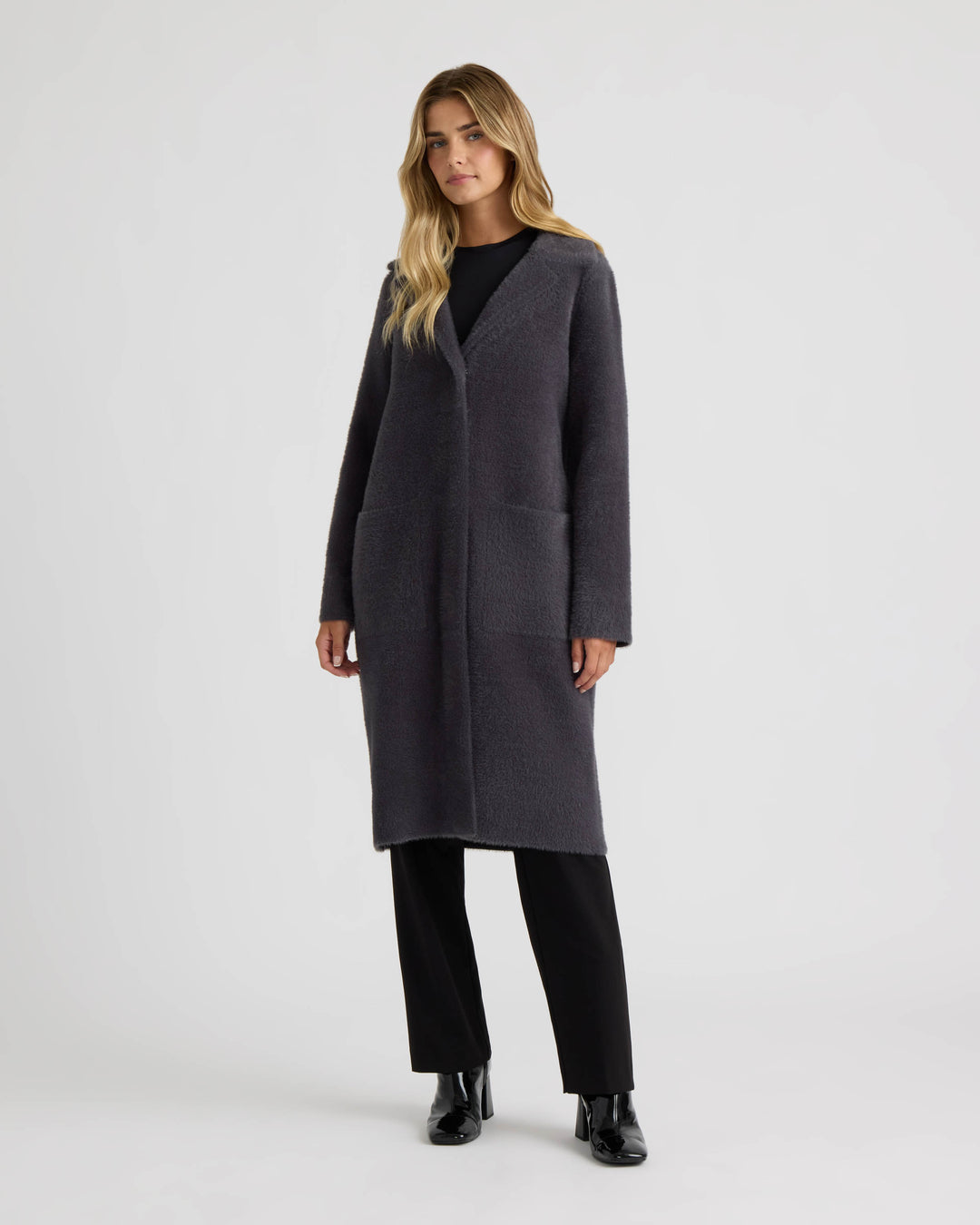 Longline Coatigan with Removable Collar and Cuffs