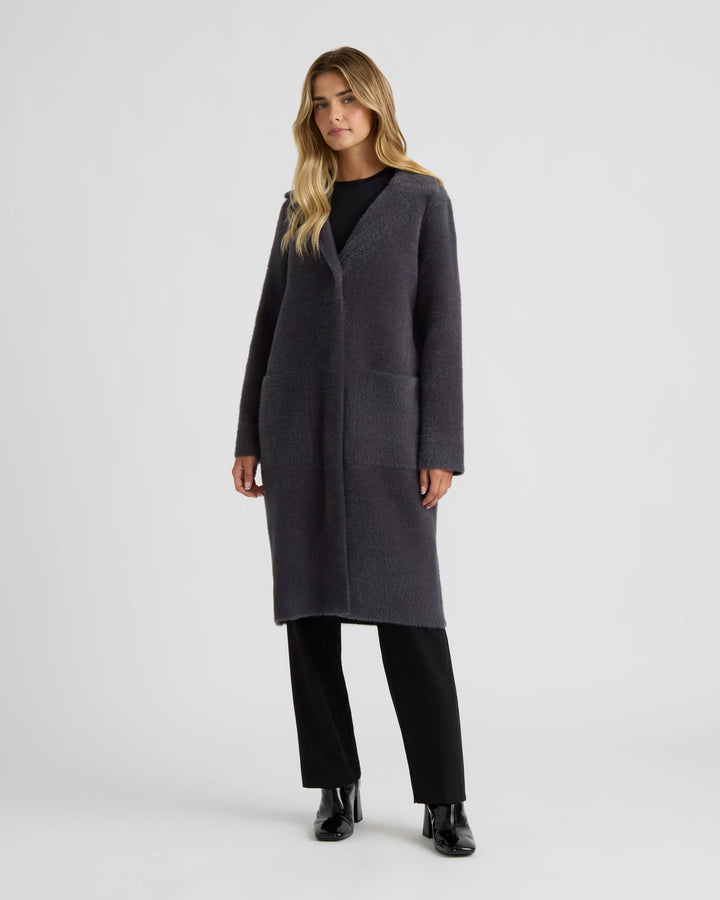 Longline Coatigan with Removable Collar and Cuffs