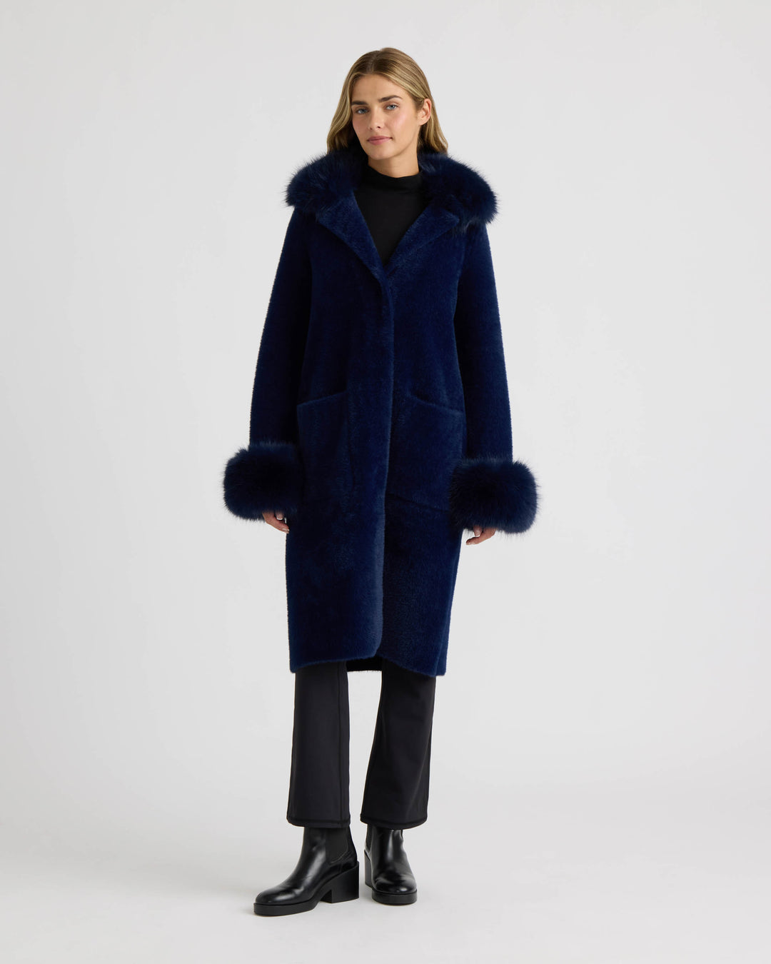 Longline Coatigan with Removable Collar and Cuffs