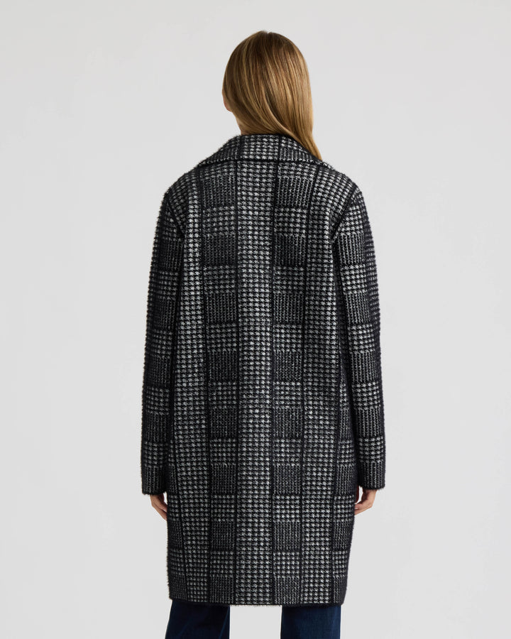 Patterned Coatigan with Notch Collar and Patch Pockets