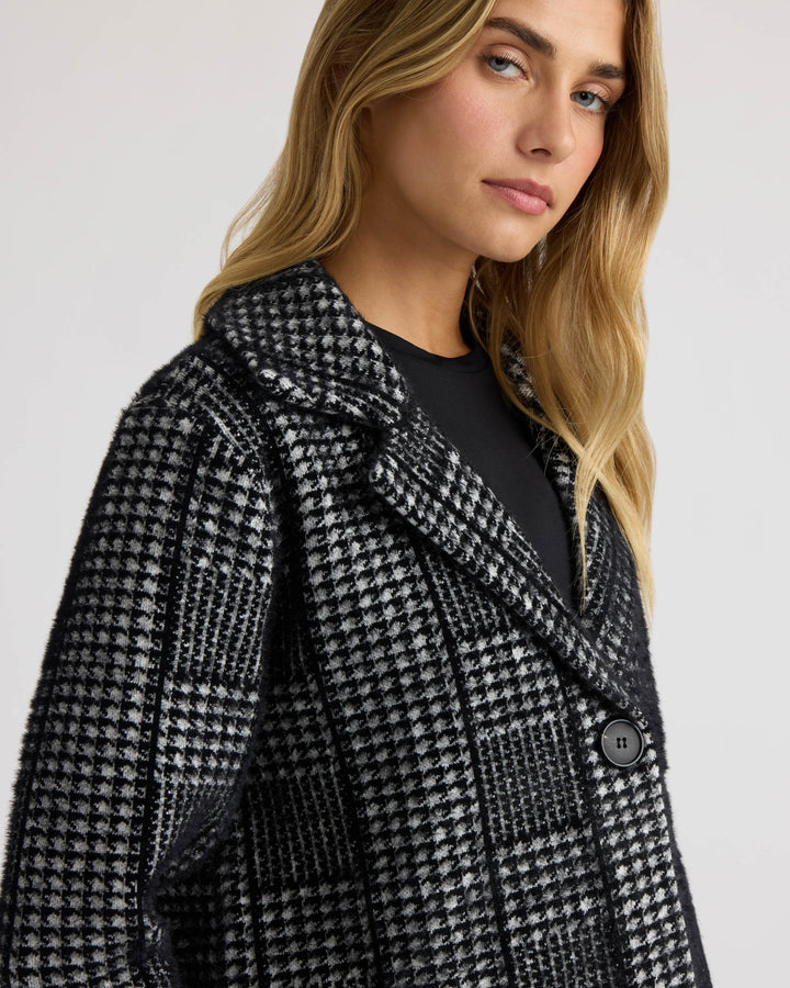 Patterned Coatigan with Notch Collar and Patch Pockets