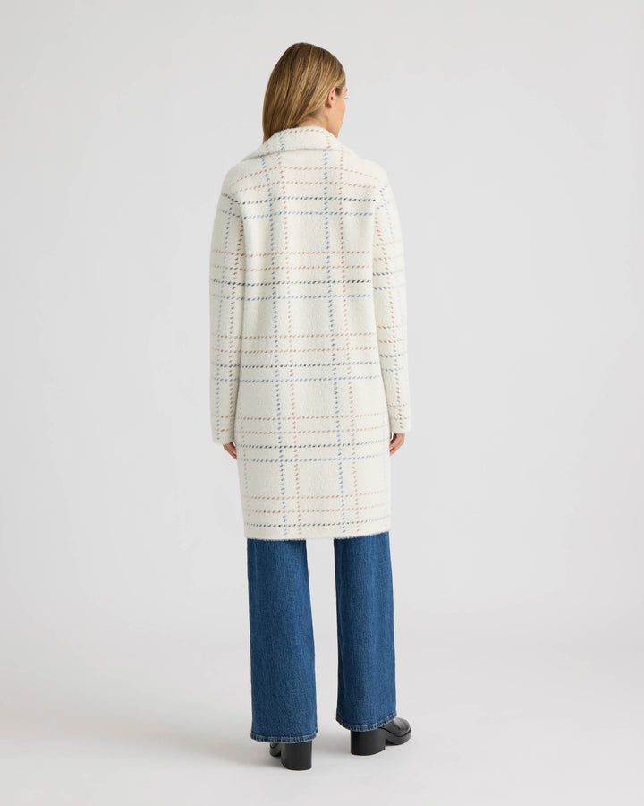 Patterned Coatigan with Notch Collar and Patch Pockets